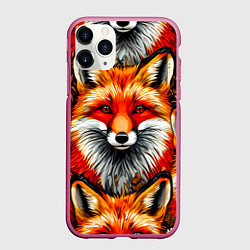 Чехол iPhone 11 Pro матовый Лисички-сестрички, цвет: 3D-малиновый