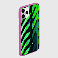 Чехол iPhone 11 Pro матовый Чёрно-зелёная абстракция, цвет: 3D-фиолетовый — фото 2