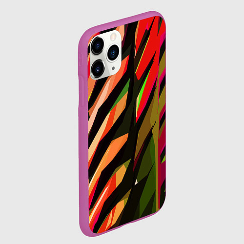 Чехол iPhone 11 Pro матовый Красно-чёрная абстракция / 3D-Фиолетовый – фото 2