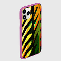 Чехол iPhone 11 Pro матовый Чёрно-жёлтая абстракция, цвет: 3D-фиолетовый — фото 2
