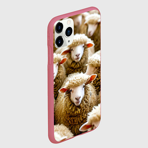 Чехол iPhone 11 Pro матовый Стадо овец / 3D-Малиновый – фото 2