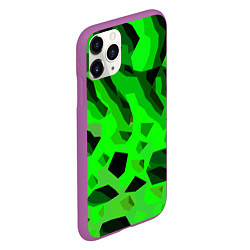 Чехол iPhone 11 Pro матовый Чёрно-зелёная пористая абстракция, цвет: 3D-фиолетовый — фото 2