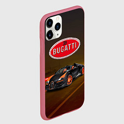 Чехол iPhone 11 Pro матовый Bugatti on the night route, цвет: 3D-малиновый — фото 2