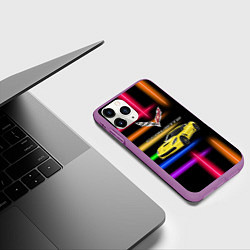 Чехол iPhone 11 Pro матовый Chevrolet Corvette - racing team, цвет: 3D-фиолетовый — фото 2