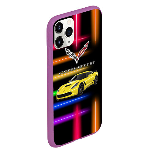 Чехол iPhone 11 Pro матовый Chevrolet Corvette - racing team / 3D-Фиолетовый – фото 2