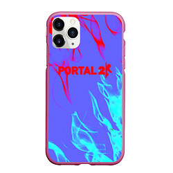 Чехол iPhone 11 Pro матовый Portal 2 neon flame steel, цвет: 3D-малиновый