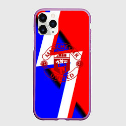 Чехол iPhone 11 Pro матовый Манчестер юнайтед геомтерия, цвет: 3D-фиолетовый
