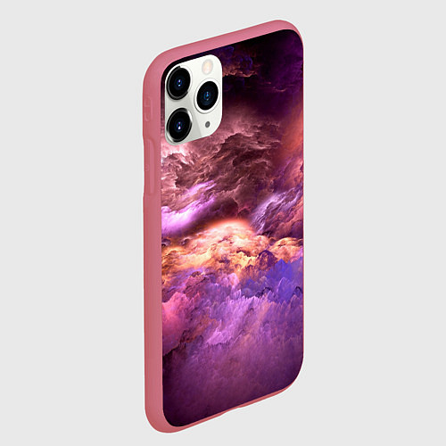 Чехол iPhone 11 Pro матовый Сиреневый туман текстура / 3D-Малиновый – фото 2