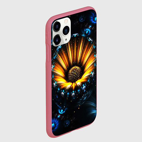Чехол iPhone 11 Pro матовый Фрактальный цветок / 3D-Малиновый – фото 2