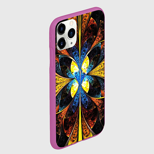 Чехол iPhone 11 Pro матовый Оптические иллюзии текстура / 3D-Фиолетовый – фото 2