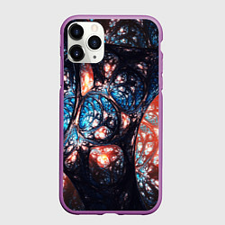 Чехол iPhone 11 Pro матовый Абстрактные фракталы узор, цвет: 3D-фиолетовый