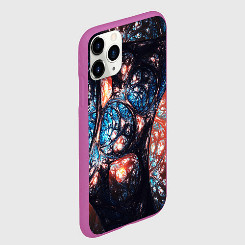 Чехол iPhone 11 Pro матовый Абстрактные фракталы узор / 3D-Фиолетовый – фото 2