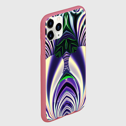Чехол iPhone 11 Pro матовый Неоновая фольга полосы / 3D-Малиновый – фото 2