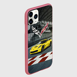 Чехол iPhone 11 Pro матовый Шевроле корвет - гоночная команда, цвет: 3D-малиновый — фото 2