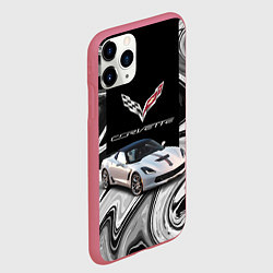 Чехол iPhone 11 Pro матовый Chevrolet Corvette - motorsport racing team, цвет: 3D-малиновый — фото 2