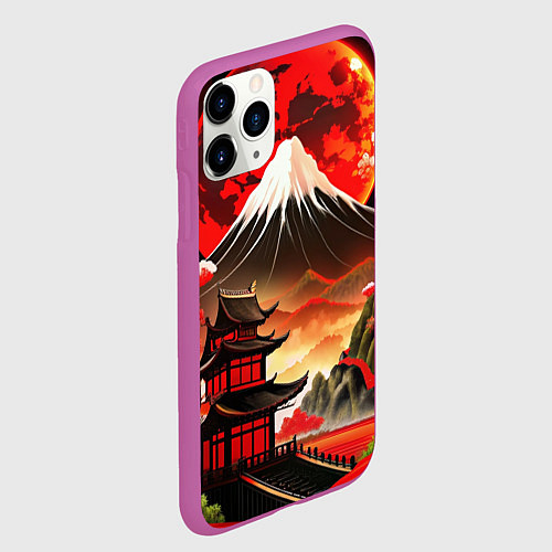 Чехол iPhone 11 Pro матовый Коллаж Японской природы / 3D-Фиолетовый – фото 2