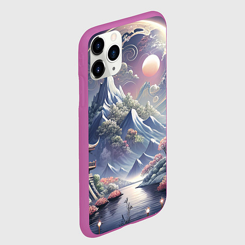 Чехол iPhone 11 Pro матовый Япония - природа / 3D-Фиолетовый – фото 2