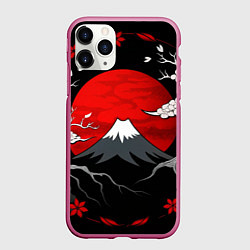 Чехол iPhone 11 Pro матовый Японский вулкан, цвет: 3D-малиновый