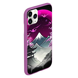 Чехол iPhone 11 Pro матовый Горы и сакура в Японии, цвет: 3D-фиолетовый — фото 2