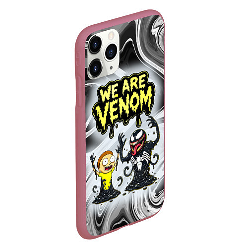 Чехол iPhone 11 Pro матовый We are Venom - Morty / 3D-Малиновый – фото 2