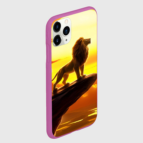Чехол iPhone 11 Pro матовый Лев на закате на горе / 3D-Фиолетовый – фото 2