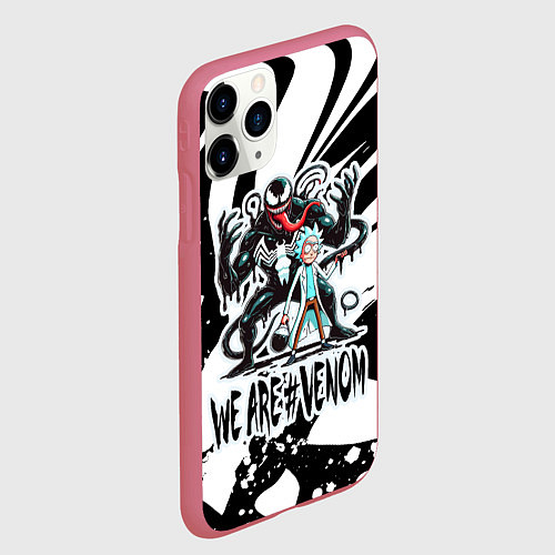 Чехол iPhone 11 Pro матовый Rick Sanchez - we are Venom meme / 3D-Малиновый – фото 2