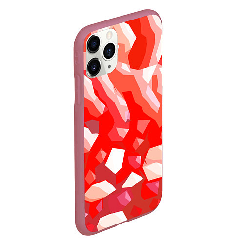 Чехол iPhone 11 Pro матовый Красно-белая пористая абстракция / 3D-Малиновый – фото 2