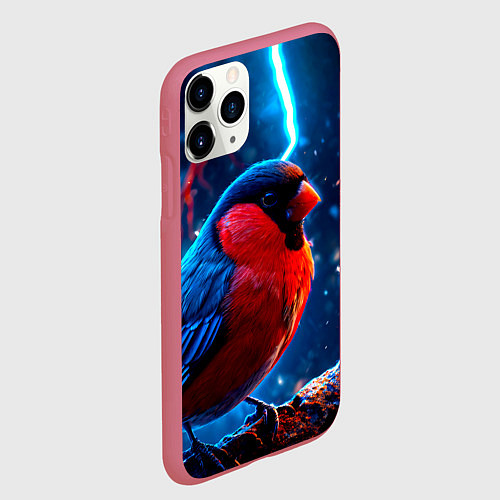 Чехол iPhone 11 Pro матовый Снигирь и молнии / 3D-Малиновый – фото 2