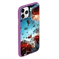 Чехол iPhone 11 Pro матовый Сильный взрыв камней, цвет: 3D-фиолетовый — фото 2