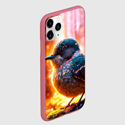 Чехол iPhone 11 Pro матовый Кукушка в искрах / 3D-Малиновый – фото 2