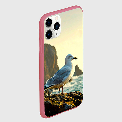 Чехол iPhone 11 Pro матовый Морская чайка / 3D-Малиновый – фото 2