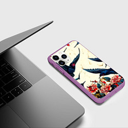 Чехол iPhone 11 Pro матовый Стая ласточек, цвет: 3D-фиолетовый — фото 2