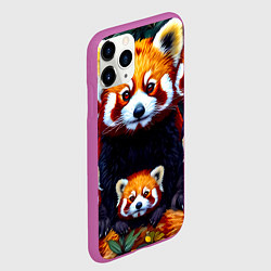 Чехол iPhone 11 Pro матовый Семья красных панд, цвет: 3D-фиолетовый — фото 2
