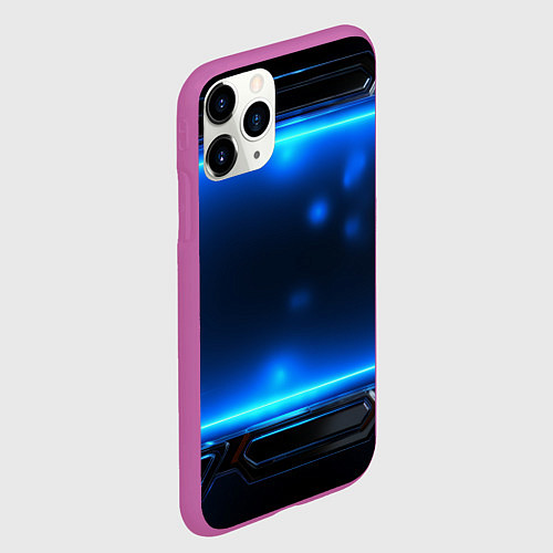 Чехол iPhone 11 Pro матовый Синяя неоновая атмосфера / 3D-Фиолетовый – фото 2