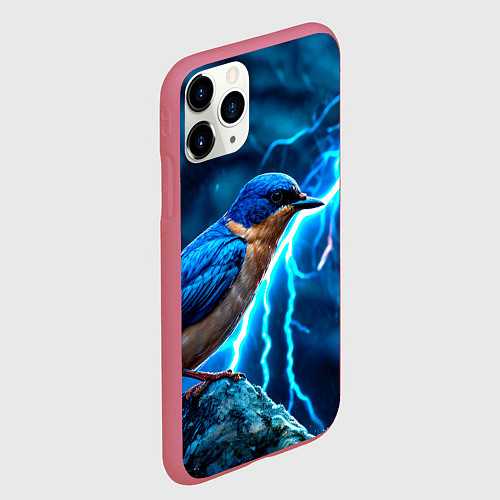 Чехол iPhone 11 Pro матовый Ласточка в грозу / 3D-Малиновый – фото 2