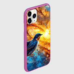 Чехол iPhone 11 Pro матовый Ласточка в космосе, цвет: 3D-фиолетовый — фото 2