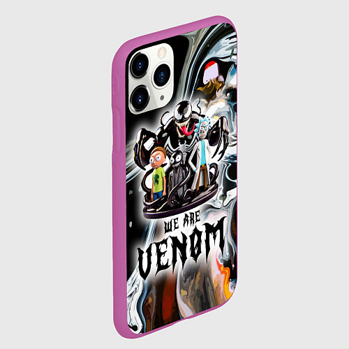 Чехол iPhone 11 Pro матовый Морти и Рик под властью ядовитой слизи - коллаба / 3D-Фиолетовый – фото 2