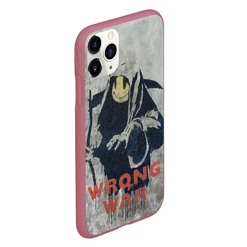 Чехол iPhone 11 Pro матовый Banksy - wrong war / 3D-Малиновый – фото 2