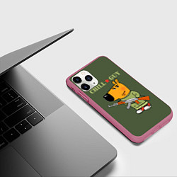 Чехол iPhone 11 Pro матовый Чиловый парень воин, цвет: 3D-малиновый — фото 2