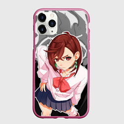 Чехол iPhone 11 Pro матовый Дандадан - Момо Аясэ, цвет: 3D-малиновый