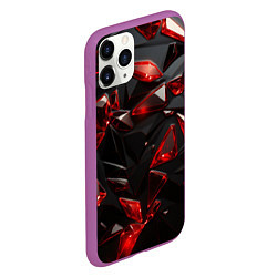 Чехол iPhone 11 Pro матовый Красные кристальные камни текстура, цвет: 3D-фиолетовый — фото 2