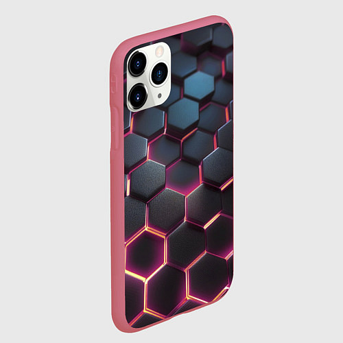 Чехол iPhone 11 Pro матовый Киберсоты / 3D-Малиновый – фото 2