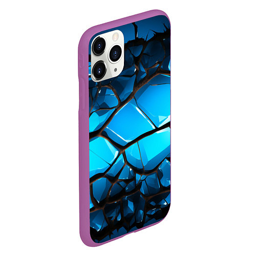 Чехол iPhone 11 Pro матовый Синяя текстура объемных плит / 3D-Фиолетовый – фото 2