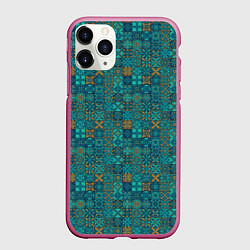Чехол iPhone 11 Pro матовый Узор из плиток, цвет: 3D-малиновый