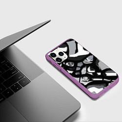 Чехол iPhone 11 Pro матовый Чёрно-серая абстракция, цвет: 3D-фиолетовый — фото 2