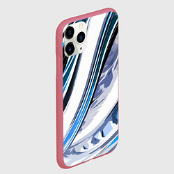 Чехол iPhone 11 Pro матовый Волнистая бело-синяя абстракция, цвет: 3D-малиновый — фото 2