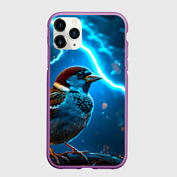 Чехол iPhone 11 Pro матовый Воробей в грозу, цвет: 3D-фиолетовый