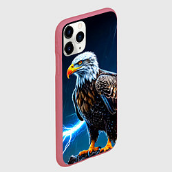 Чехол iPhone 11 Pro матовый Орел и молния, цвет: 3D-малиновый — фото 2