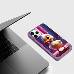 Чехол iPhone 11 Pro матовый Уточка в неоне, цвет: 3D-фиолетовый — фото 2