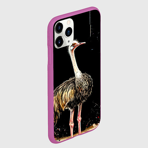 Чехол iPhone 11 Pro матовый Страус / 3D-Фиолетовый – фото 2